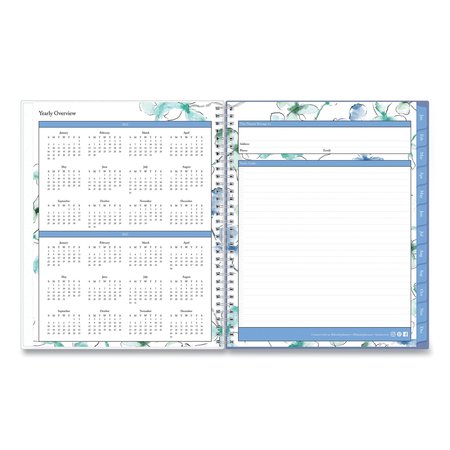 Blue Sky Lindley Weekly/Monthly Wirebound Planner, 11 x 8.5, White/Blue, 2021 BLS100654